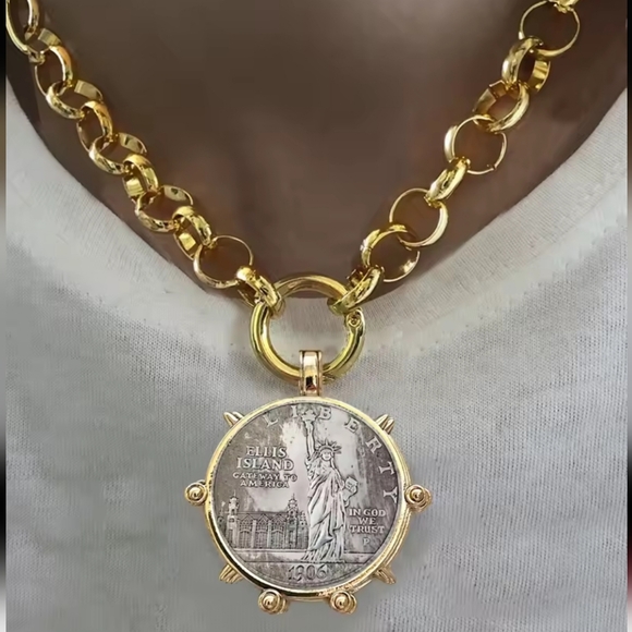 Jewelry - Hyperbole Gothic Cuban Chunky Necklace Gold And Silver Tone